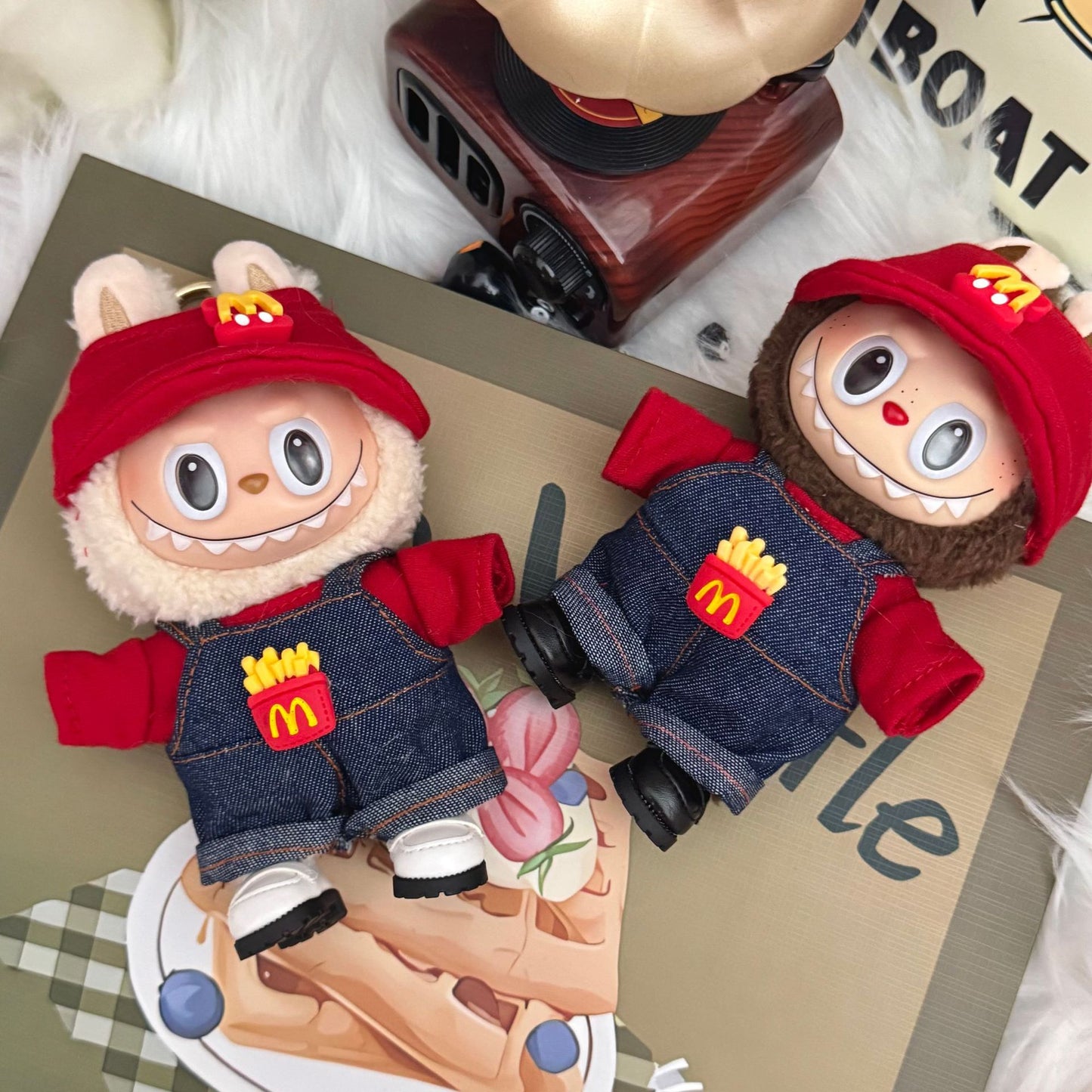 Doll Clothes for 17cm Labubu - Outfit Set Doll Clothes Accessories for Labubu - Fashion Hat and Overalls Outfit Set,Luxury Cute Doll Clothing(No Doll,Just Clothes)