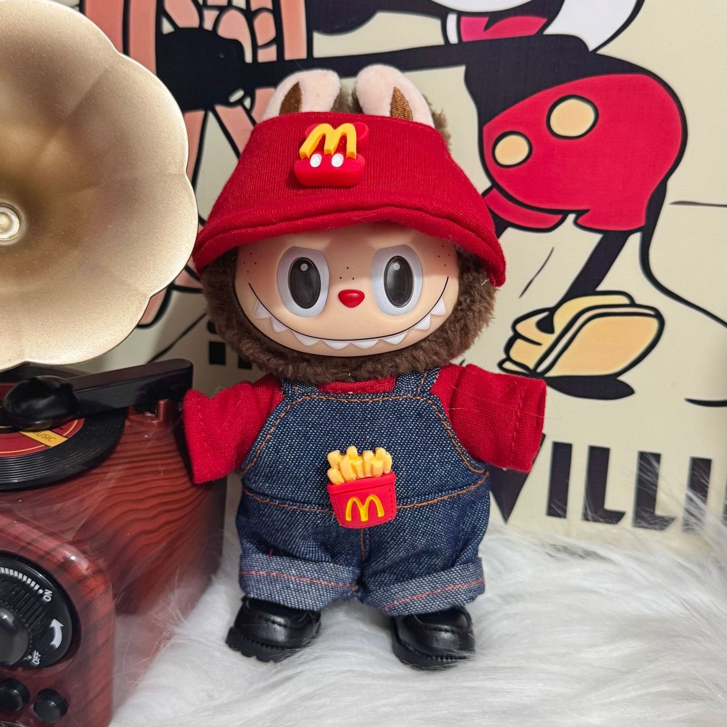Doll Clothes for 17cm Labubu - Outfit Set Doll Clothes Accessories for Labubu - Fashion Hat and Overalls Outfit Set,Luxury Cute Doll Clothing(No Doll,Just Clothes)