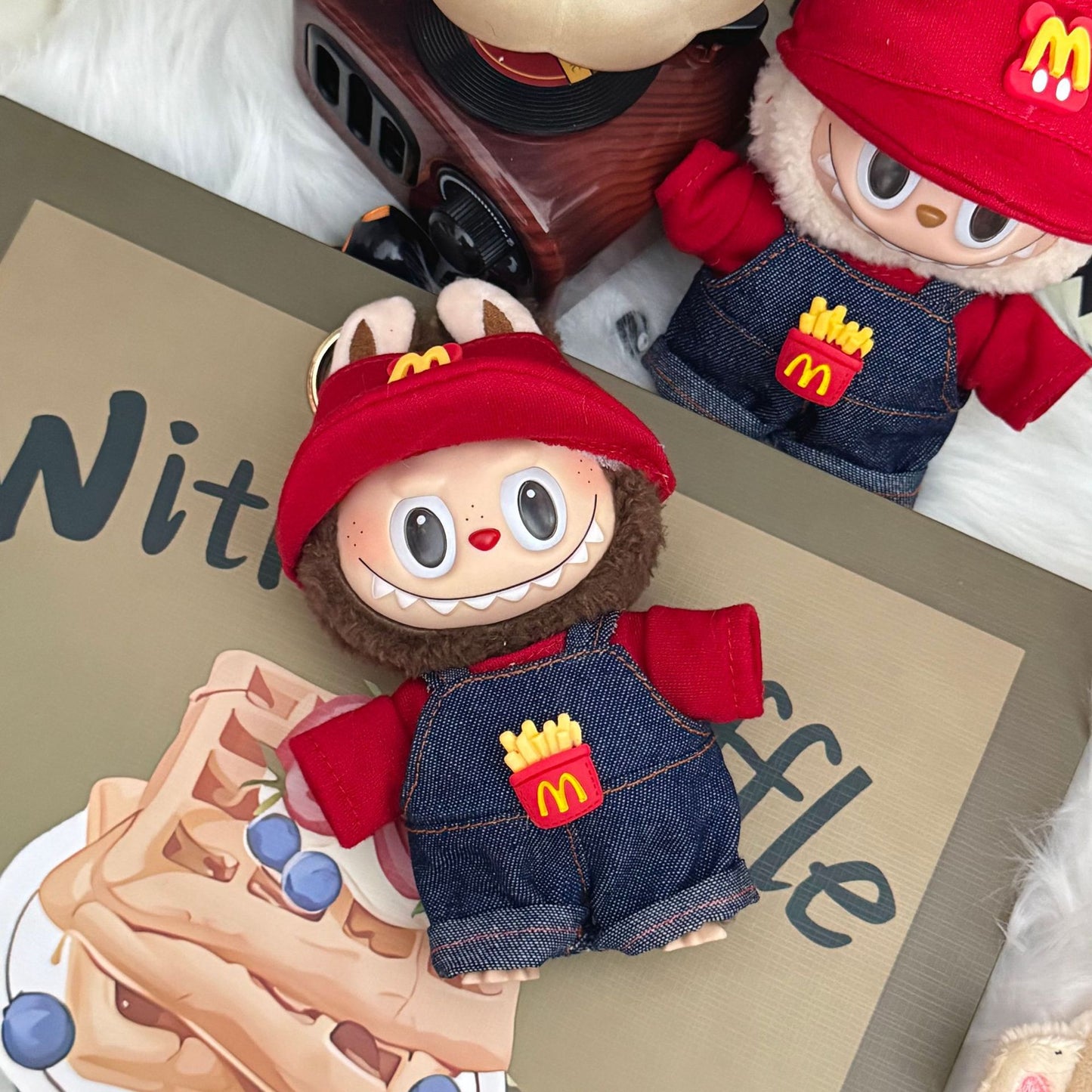 Doll Clothes for 17cm Labubu - Outfit Set Doll Clothes Accessories for Labubu - Fashion Hat and Overalls Outfit Set,Luxury Cute Doll Clothing(No Doll,Just Clothes)