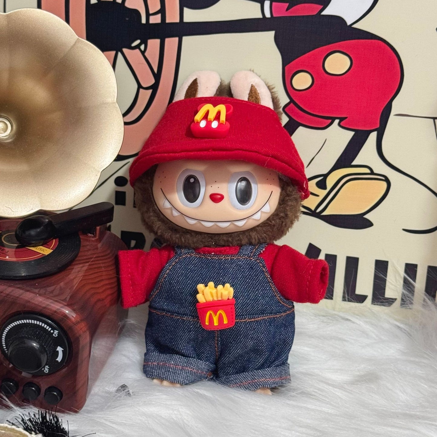 Doll Clothes for 17cm Labubu - Outfit Set Doll Clothes Accessories for Labubu - Fashion Hat and Overalls Outfit Set,Luxury Cute Doll Clothing(No Doll,Just Clothes)