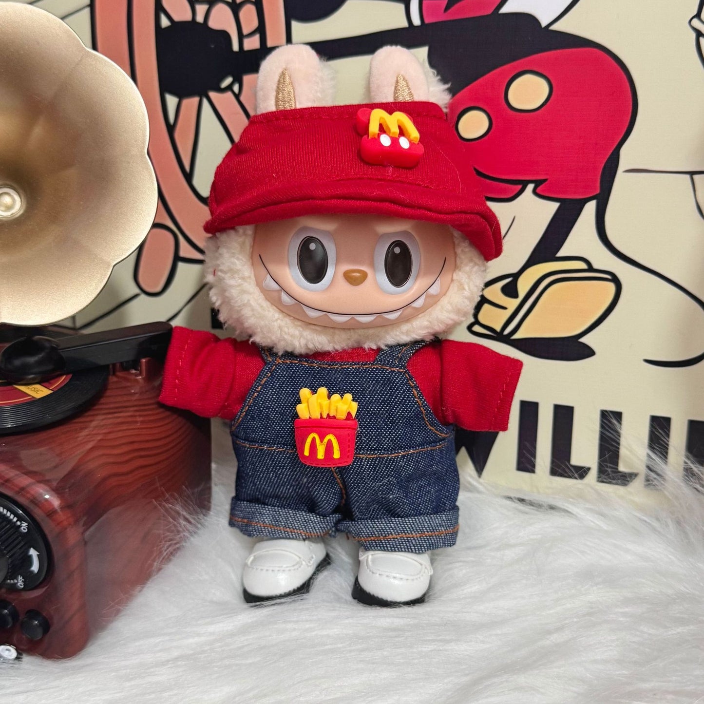 Doll Clothes for 17cm Labubu - Outfit Set Doll Clothes Accessories for Labubu - Fashion Hat and Overalls Outfit Set,Luxury Cute Doll Clothing(No Doll,Just Clothes)
