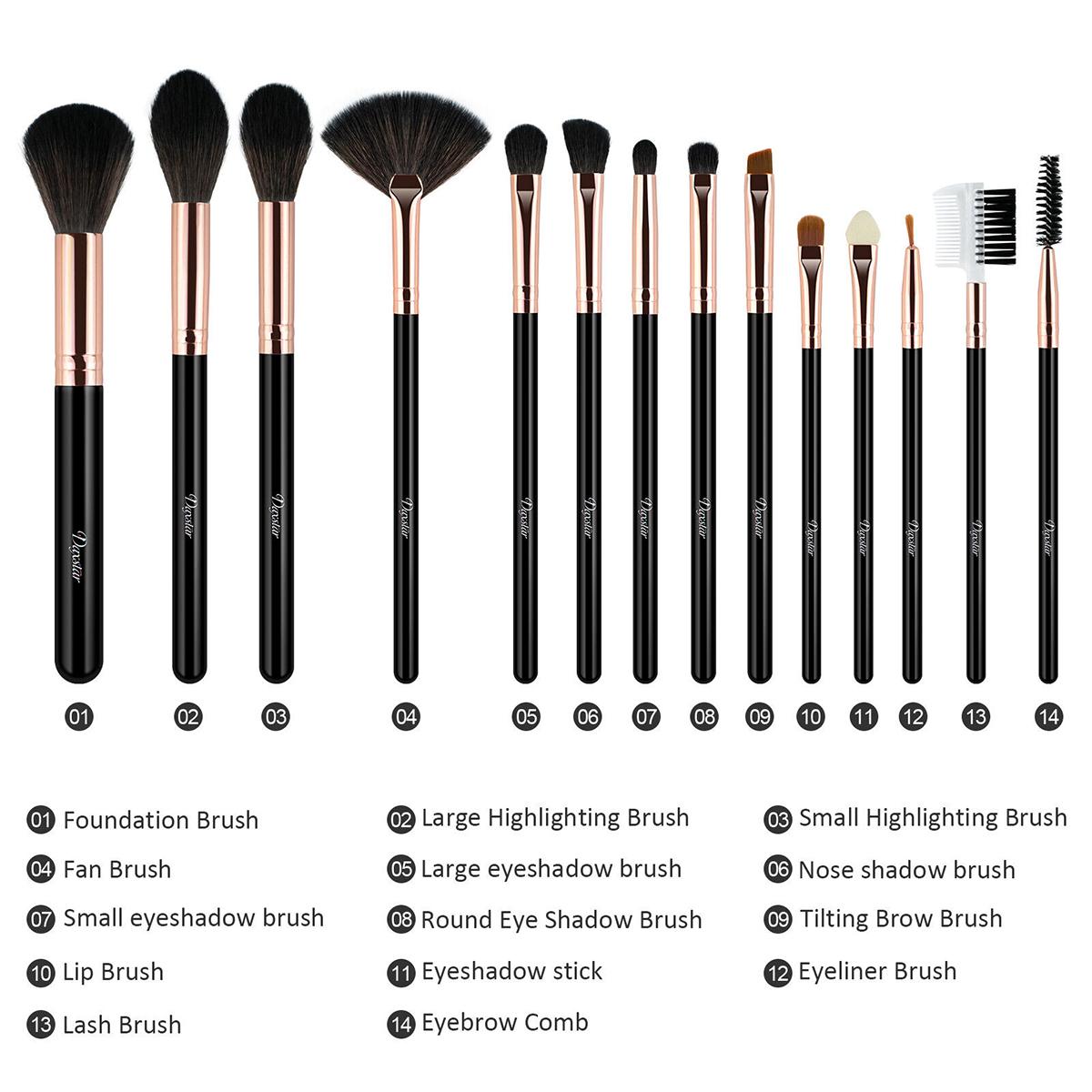 14PCS Make Up Brushes Set EyeShadow Blusher Face Powder Foundation Tool