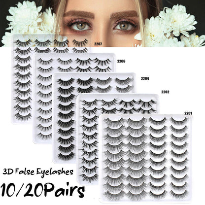 10/20 Pairs 3D False Eyelashes Black Soft Lashes