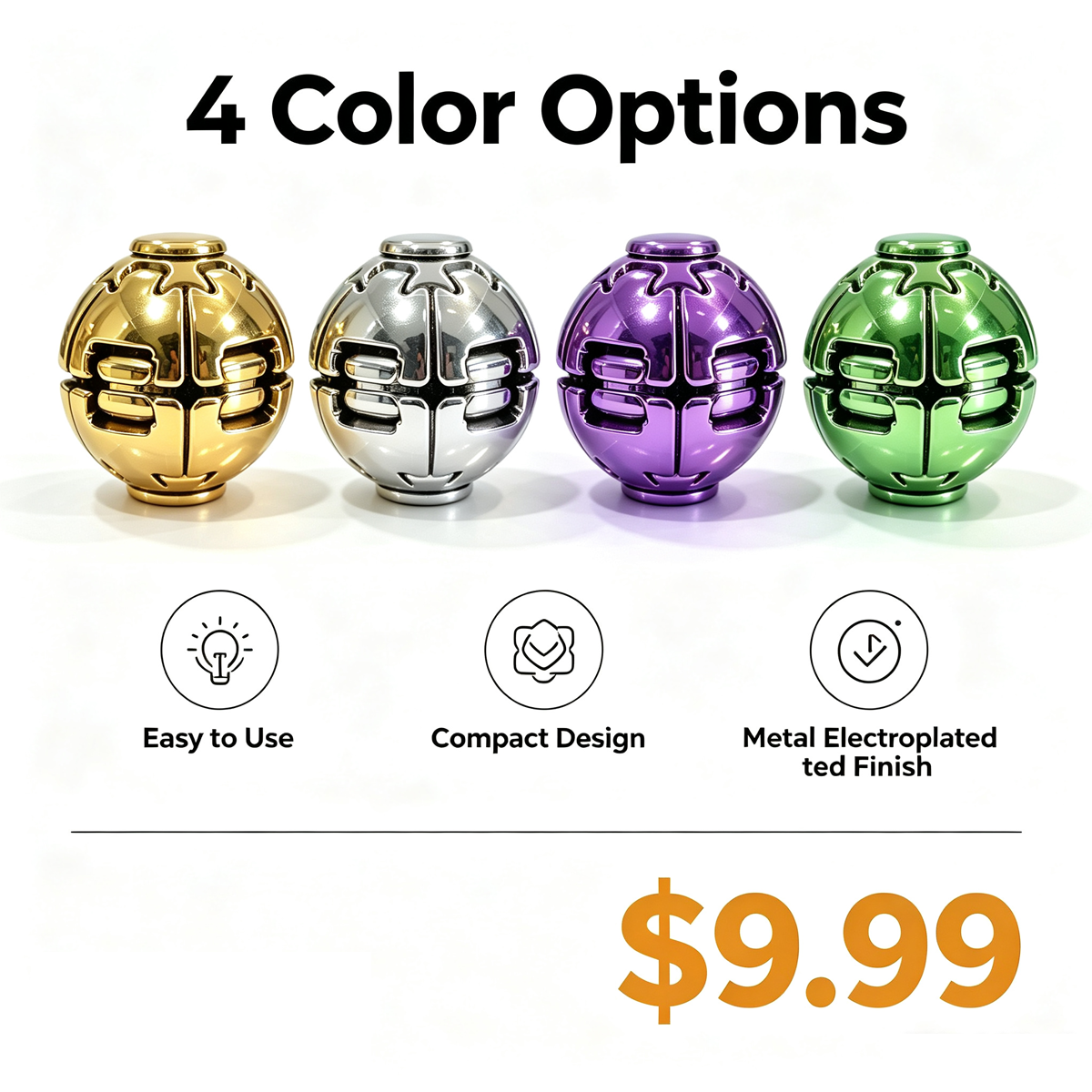 Electroplated Press Fidget Ball – Metallic Finish Press Toy