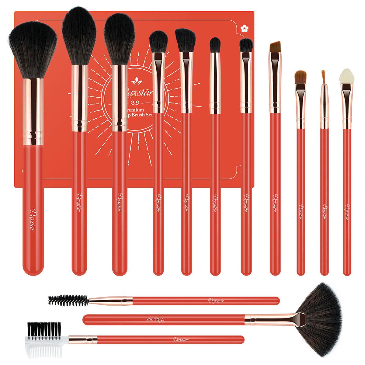 14PCS Red Make up Brushes Set EyeShadow Blusher Face Powder Foundation
