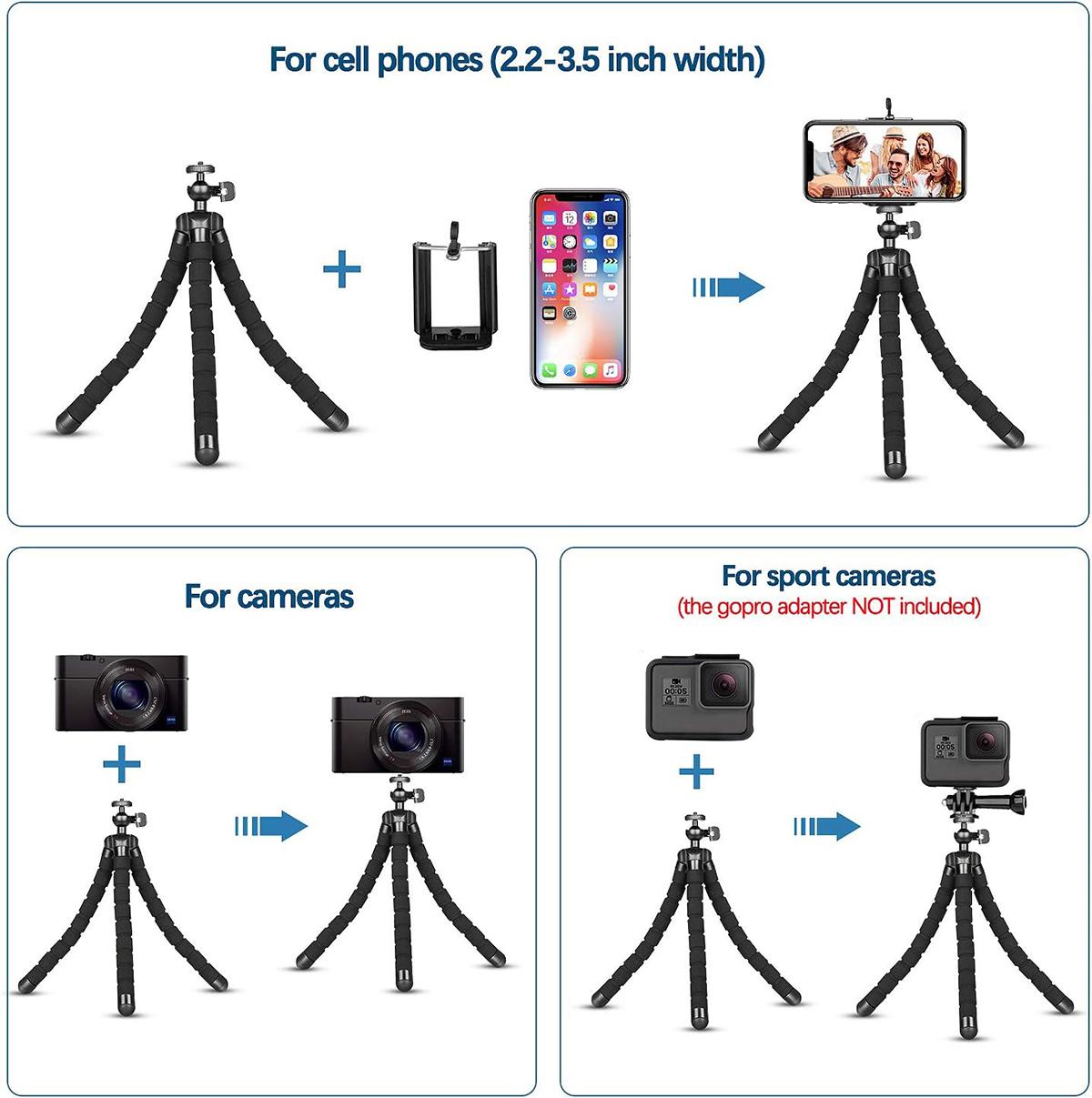 Adjustable Tripod Stand Flexible Octopus Holder for iPhone Camera