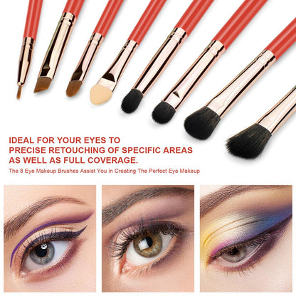 14PCS Red Make up Brushes Set EyeShadow Blusher Face Powder Foundation