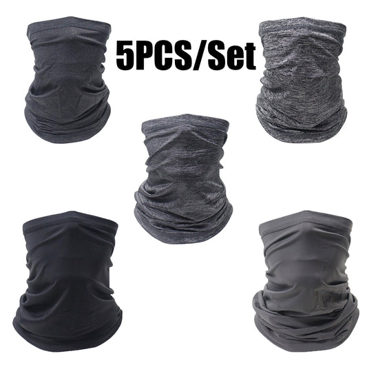 5PCS Balaclava lce Silk Face Mask Set For Men and Women Outdoor Sports Cycling Breathable Neck Head Cover UV Protection