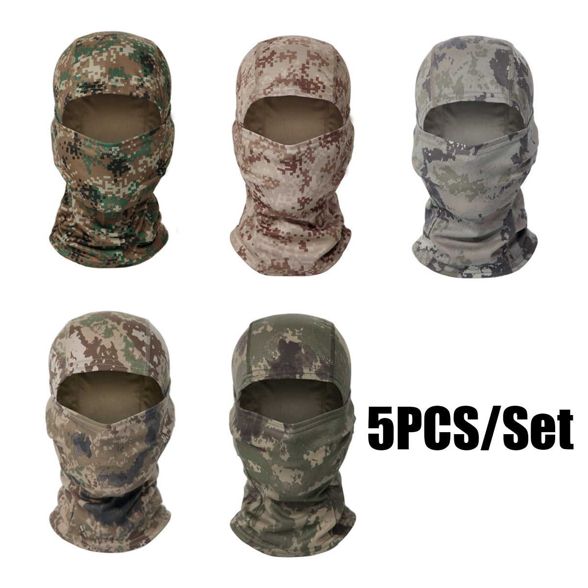 5PCS Desert Balaclava Full Face Coverage Mask Set - Unisex Winter Hunting, Cycling, Skiing and Training Accessories