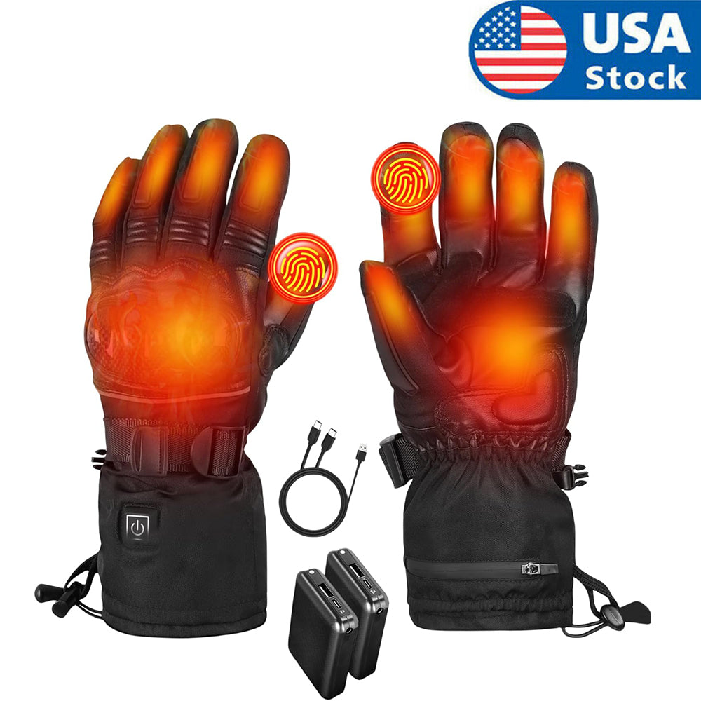 Heated Gloves Electric Rechargeable Battery Hand Warm Windproof Thermal Winter