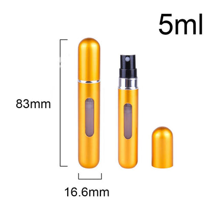 5PCS 5ML Mini Travel Perfume Atomizer Bottle Refillable Portable Spray Pump Case