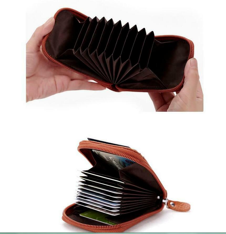 Thin Leather Wallet For Men Credit Card Holder RFID Blocking Zipper Pocket