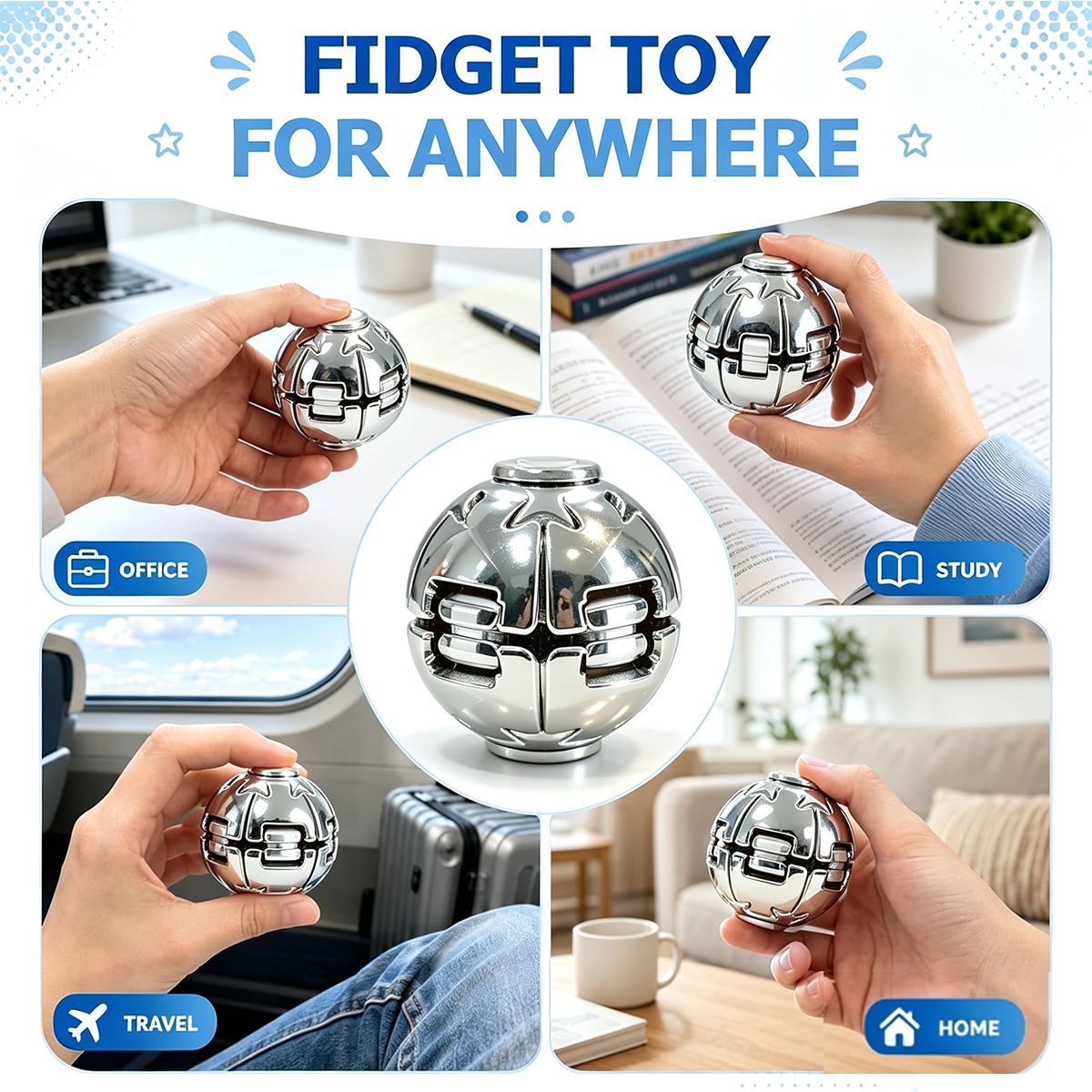 Electroplated Press Fidget Ball – Metallic Finish Press Toy