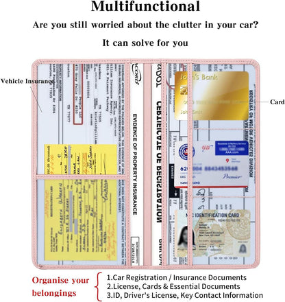Car Registration Insurance Card Holder Organizer Wallet PU Leather