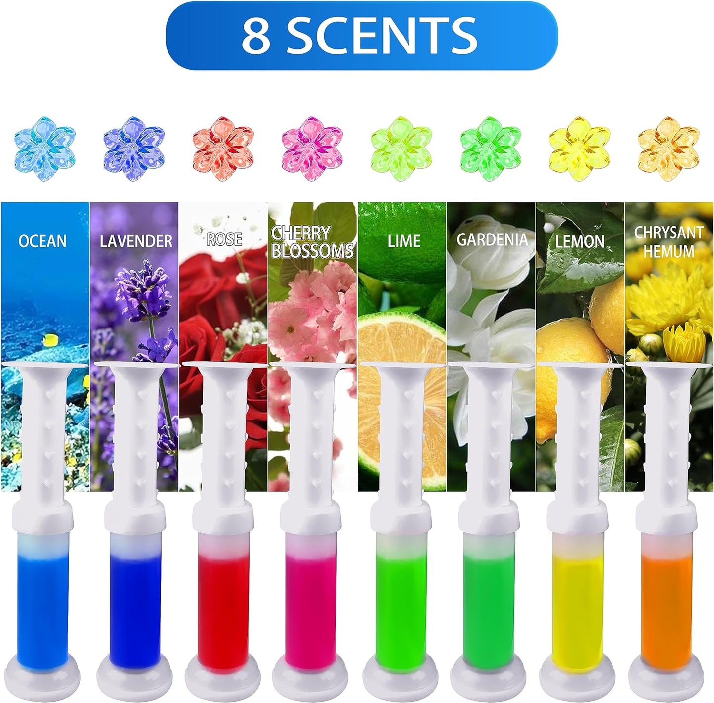 8Pcs Flower Stamp Toilet Gels, Toilet Stain Removal Cleaning Air Freshener