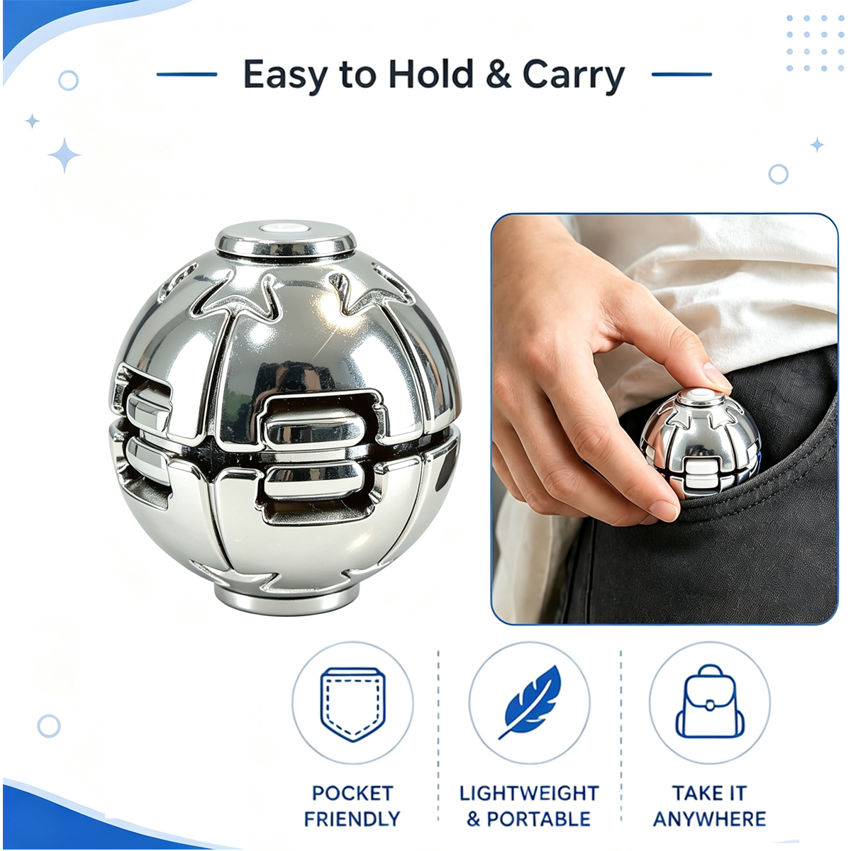 Electroplated Press Fidget Ball – Metallic Finish Press Toy