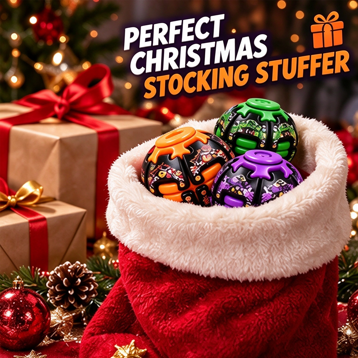 Halloween fidget spinner balls displayed as festive stocking stuffer gift ideas
