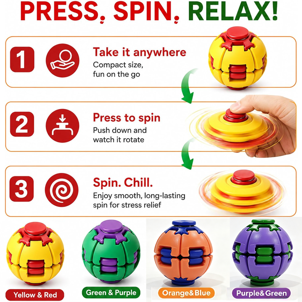 How to use a press-to-spin fidget gyro ball toy
