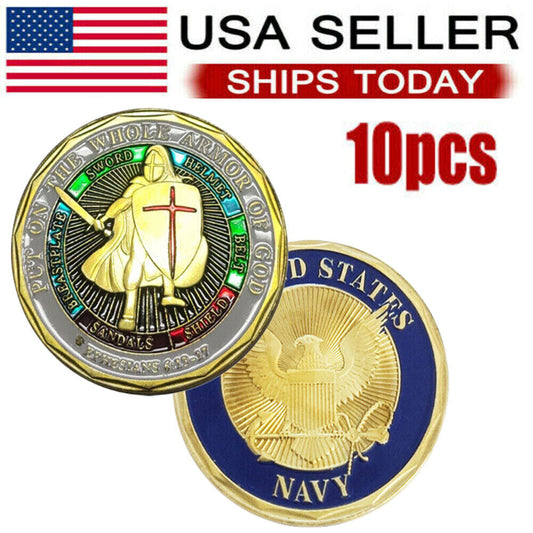 10X Put on The Whole Armor of God Challenge Coins Prayer Commemorative Coins