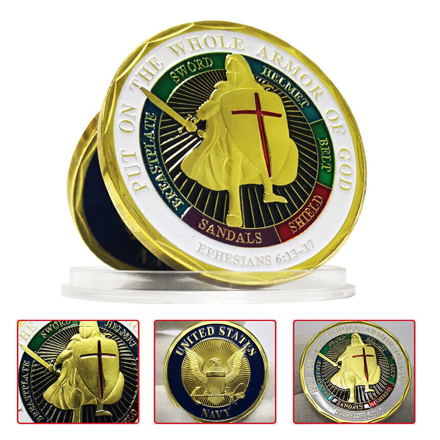 5PCS Put on The Whole Armor of God Challenge Coins Prayer Commemorative Coins