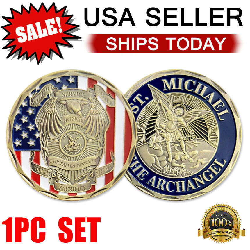 St Michael Police Officer Badge Challenge Coin Honor Our Fallen Officers Coins