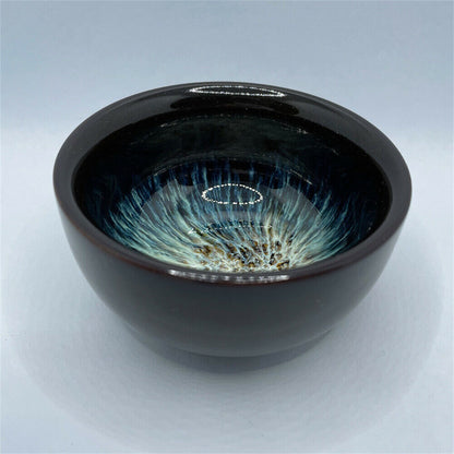 026-Jianzhan tea cup with crystal flower-tenmoku cup-Tianmu tea bowl-chawan