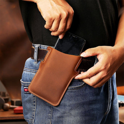 Men Cell Phone Holster Belt Pack Bag Loop Waist Holster Pouch Case Leather Wallet Cover|Father's Day Gift
