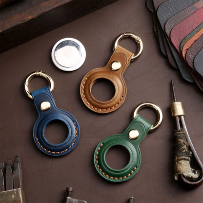 Handmade Leather Airtag Keychain |Genuine Leather Airtag Keyring | Brown Airtag Holder | Airtag Case| Gift Men Women