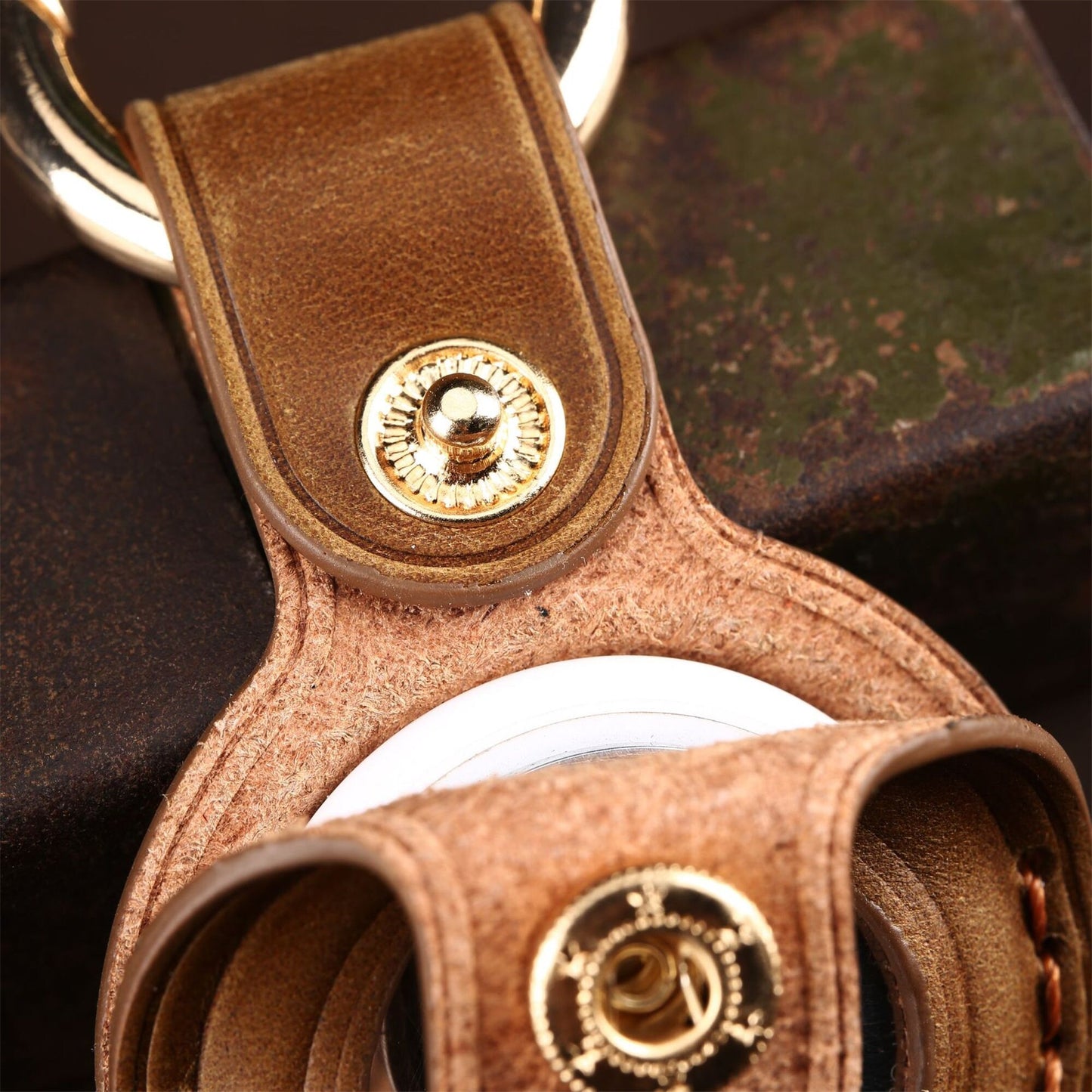 Handmade Leather Airtag Keychain |Genuine Leather Airtag Keyring | Brown Airtag Holder | Airtag Case| Gift Men Women