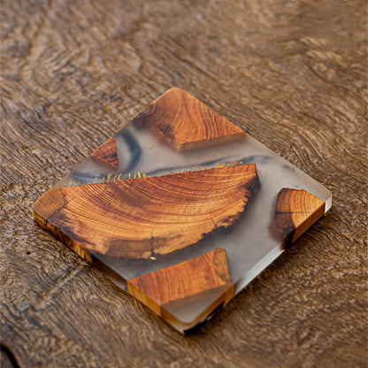 Handmade Solid Wood Coasters, Pine Resin Coasters, Tea Accessories, Gift for Him, Father's Day Christmas Gift