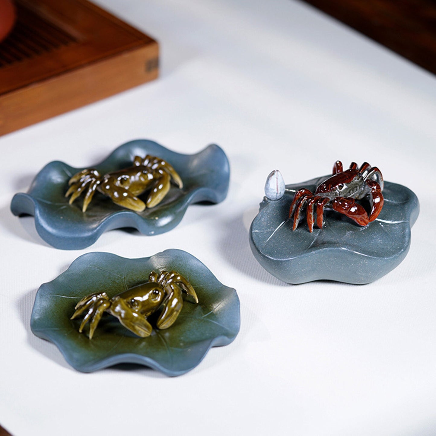 Purple Clay Tea Pet -Sculpture Kung Fu Tea Pet- Changing Color Crab Lotus Leaf Crafts- Tea Accessories  -Tea Play-Gift for Him