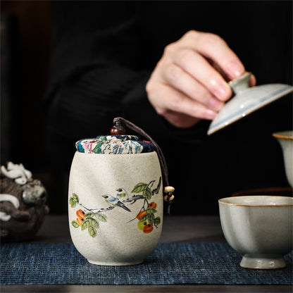 Japanese Portable Tea Container Storage Tea Coffee Food Handmade Ceramic Tea Jar - Ceramic Jars With Lid - 50g Mini Storage Cans