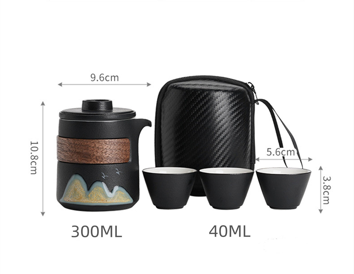 Ceramic Tea Sets, Travel Kungfu Tea Set, Portable Tea Pot Set Include 1 Tea Pot and 3 Tea Cups, Coffee Tea Mug Set, Tea Gift ,Crack Cup