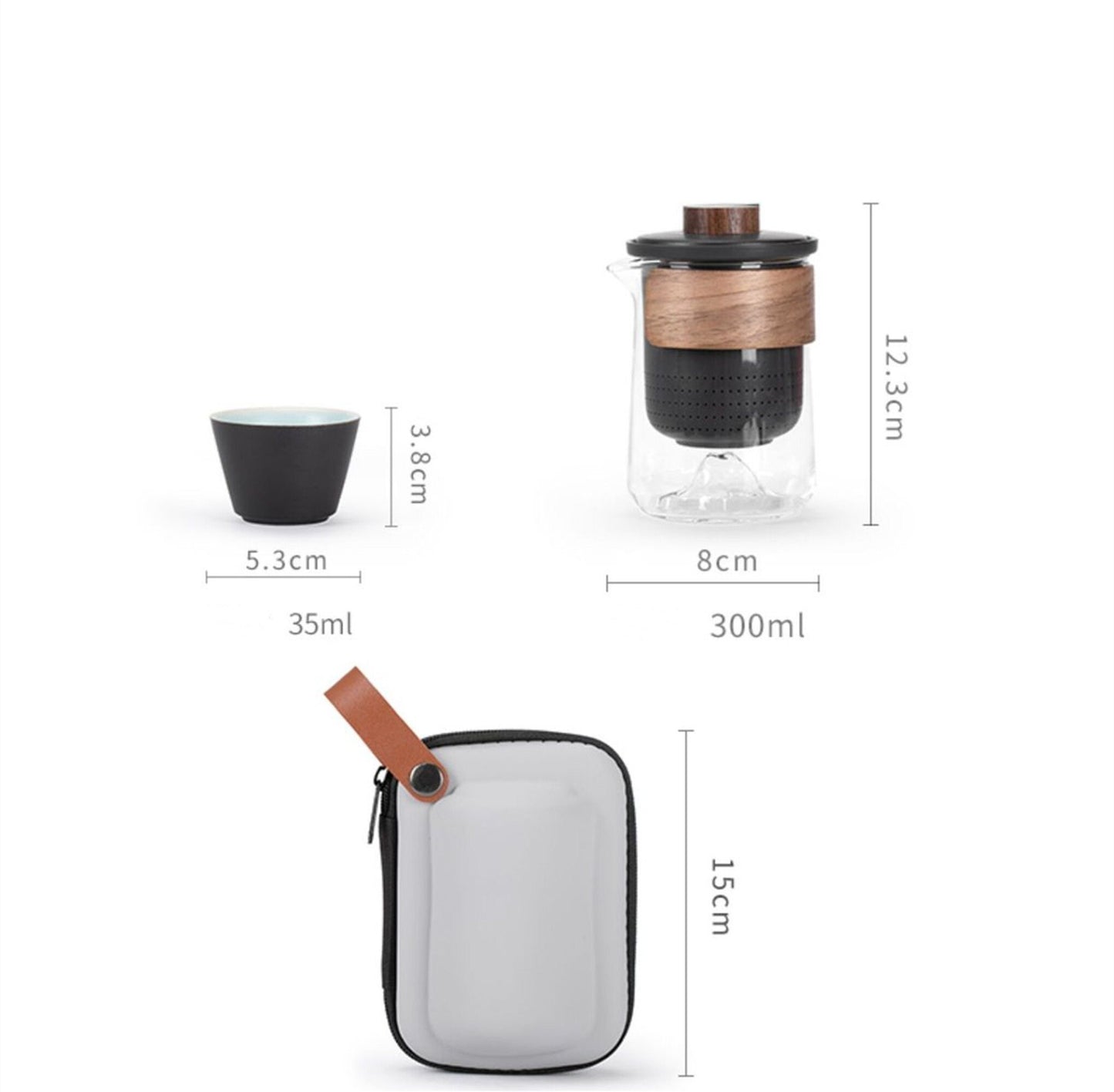Japan Handmade Mountain Travel Tea Set|Teapot Set| Small Set Glass Teapot Set |Outdoor 1 Pot 3 Cus Ceramic Cracking Cup| Tea Pot with Filter