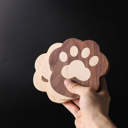 Handicrafts Wooden coasters-Cartoon Cat Dog Claw Coaster-Walnut Coaster-Lovely Christmas Gift for Him/Her-Housewarming Gift- Drinkware Gift