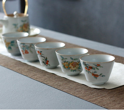 Ceramic Teacup Sets of 5  Kung Fu Tea Cup 120ML/100ML-Tea Cups and Sets Chinese Tea Set Gongfu Teaware