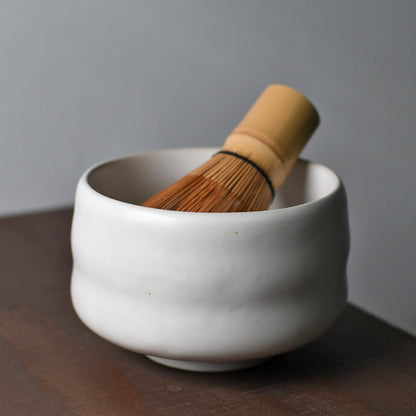Japanese Pottery Tea Bowl Matcha Bowls with Bamboo Whisk Tea Ceremony Sets