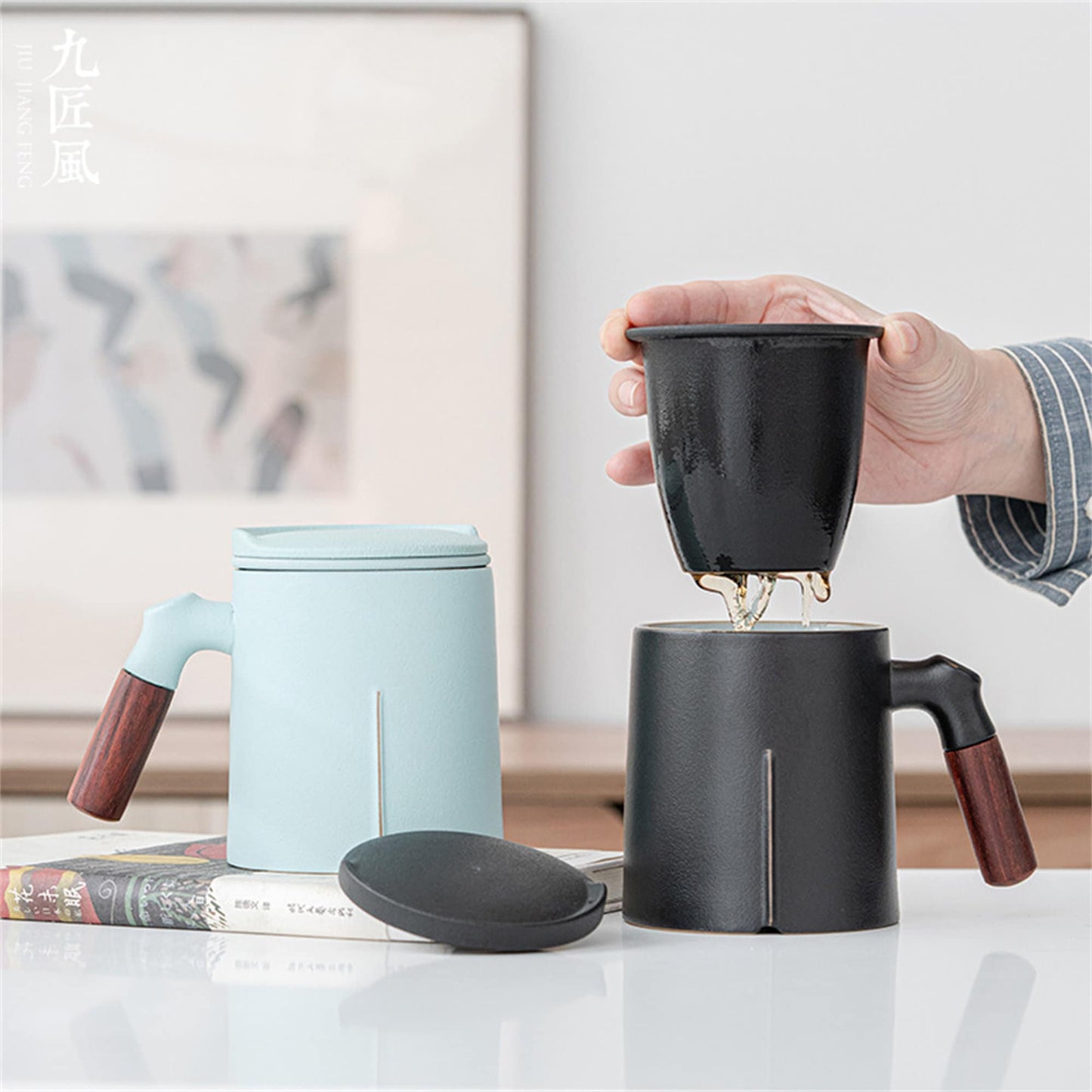 Ceramic Tea Mug with Infuser- Ceramic Tea Cup Coffee Mug 350ml -Gift for birthday, Valentine's Day and New Year
